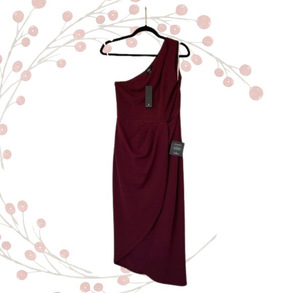 Lulus So Flirty Burgundy One-Shoulder Cutout Asymmetrical Dress, Size Small NWT - Picture 2 of 5